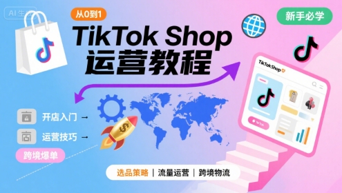 TikTok Shop从0到1运营教程，TikTok跨境电商新手必学课程-小言网创资源站