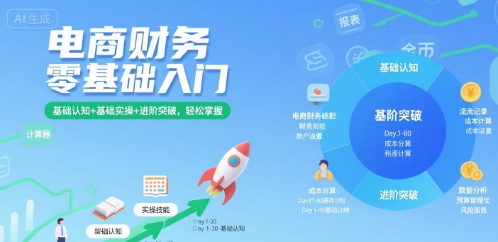 电商财务零基础入门，基础认知+基础实操+进阶突破，轻松掌握-小言网创资源站