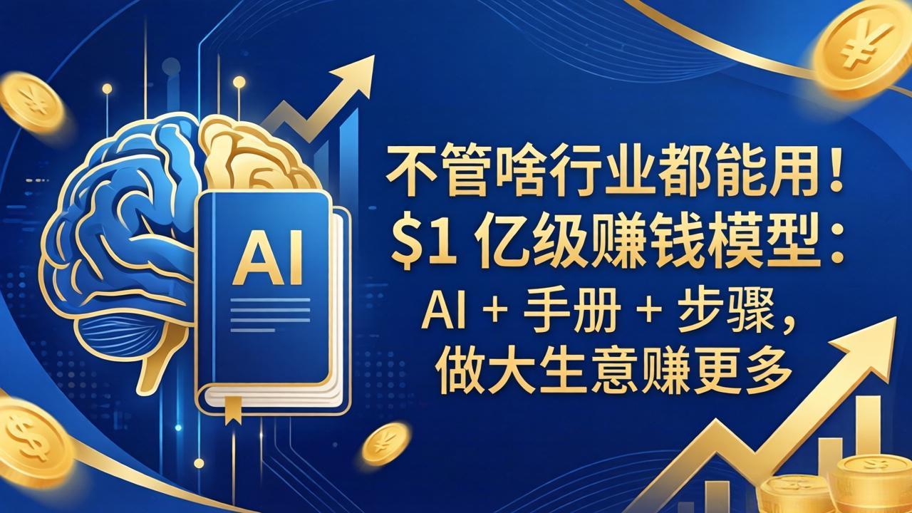 不管啥行业都能用！$1 亿级赚钱模型：AI + 手册 + 步骤，做大生意赚更多-小言网创资源站