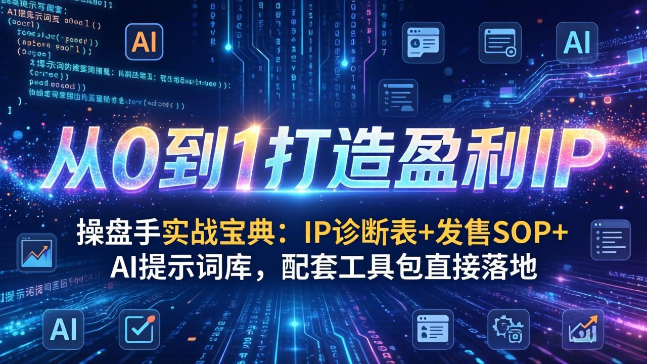 操盘手实战宝典：IP诊断表+发售SOP+AI提示词库，配套工具包直接落地，从0到1打造盈利IP-小言网创资源站