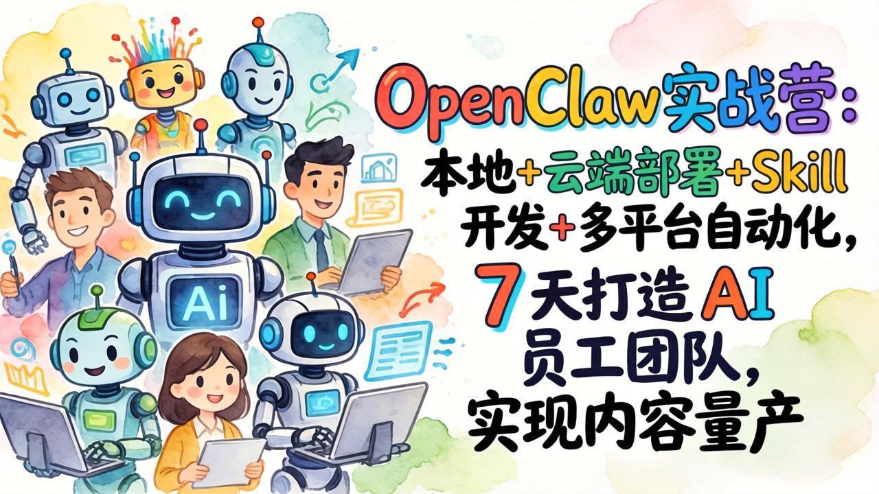 OpenClaw实战营：本地+云端部署+Skill开发+多平台自动化，7 天打造 AI 员工团队，实现内容量产-小言网创资源站