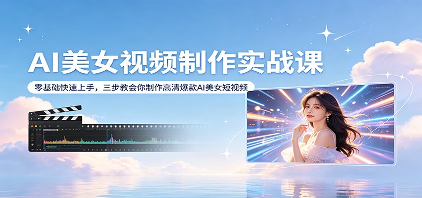 AI美女视频制作实战课：零基础快速上手，三步教会你制作高清爆款AI美女短视频-小言网创资源站