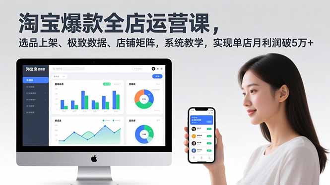 淘宝爆款全店运营课2.0，选品上架、极致数据、店铺矩阵，系统教学，实现单店月利润破5万+-小言网创资源站