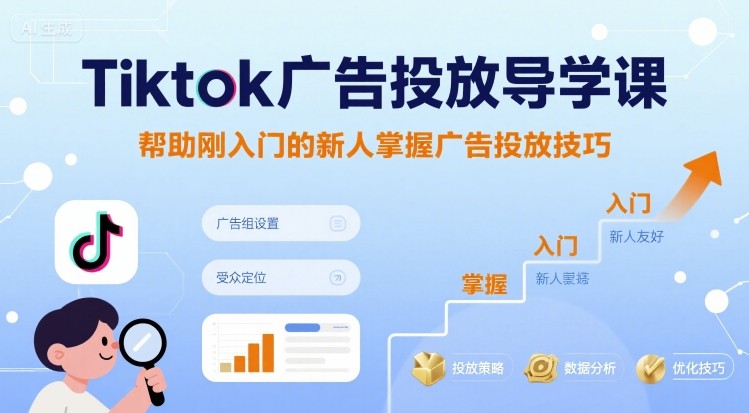 Tiktok广告投放导学课，帮助刚入门的新人掌握广告投放技巧-小言网创资源站