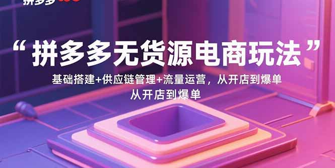 拼多多无货源电商玩法：基础搭建+供应链管理+流量运营，从开店到爆单-小言网创资源站