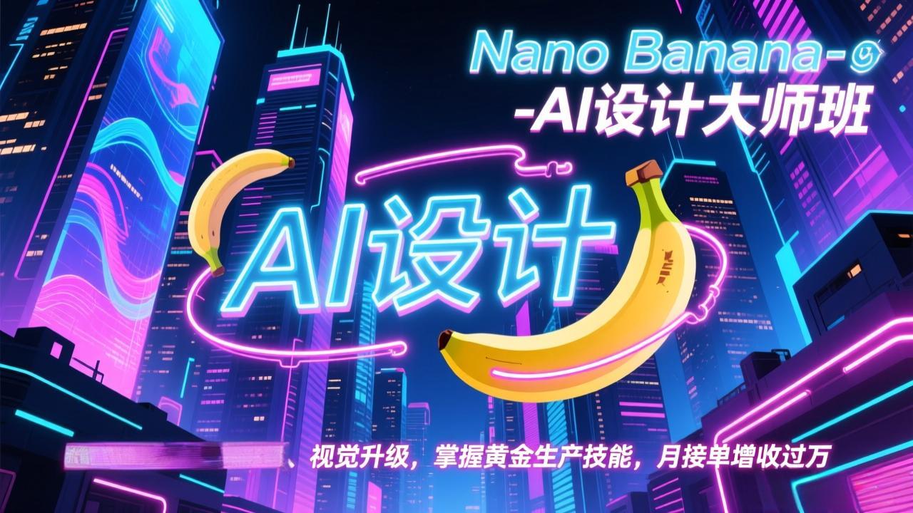 Nano Banana-AI设计大师班，修图合成、广告创作、视觉升级，掌握黄金生产技能，月接单增收过万-小言网创资源站