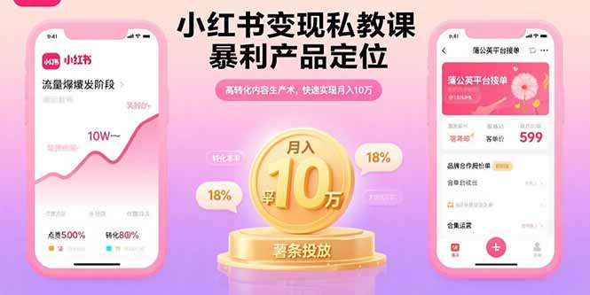 小红书变现私教课，暴利产品定位，高转化内容生产术，快速实现月入10万-小言网创资源站