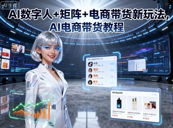 AI数字人+矩阵+电商带货新玩法，AI电商带货教程-小言网创资源站
