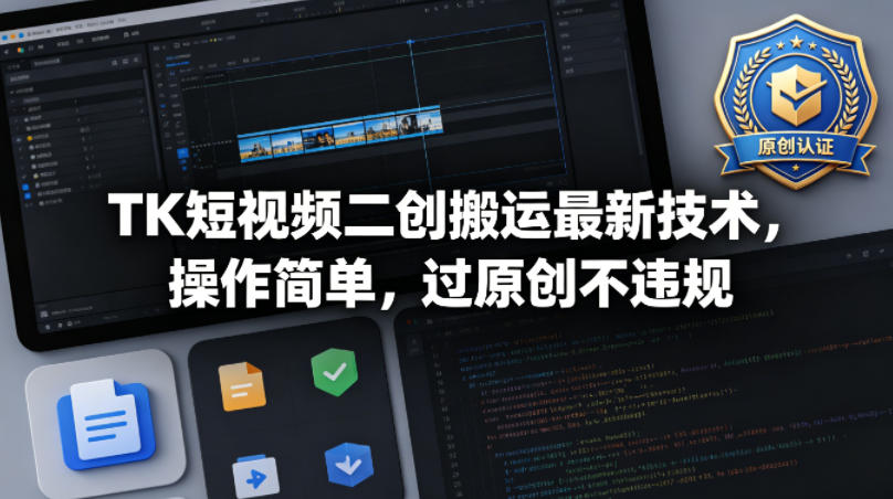 TK短视频二创搬运最新技术，操作简单，过原创不违规-小言网创资源站