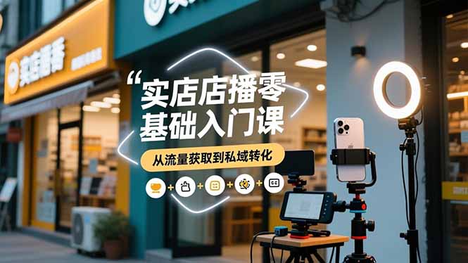 实体店播零基础入门课，实体店+短视频+直播+微信生态+私域社群，从流量获取到私域转化-小言网创资源站