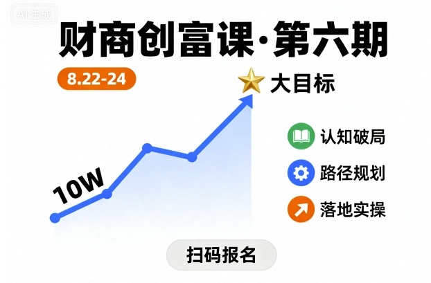 财商创富课第六期8月22-24号，如何从10W起步，一步步实现大目标-小言网创资源站