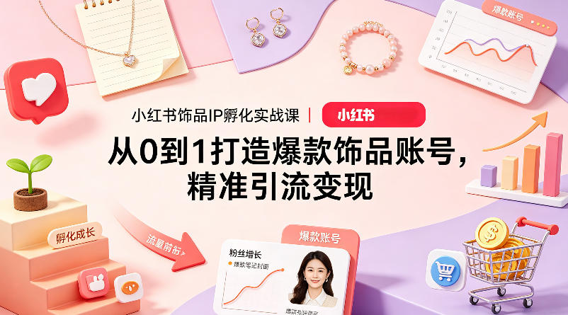 小红书饰品IP孵化实战课｜从0到1打造爆款饰品账号，精准引流变现-小言网创资源站