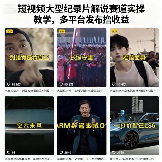 短视频大型纪录片解说赛道实操教学，多平台发布撸收益-小言网创资源站