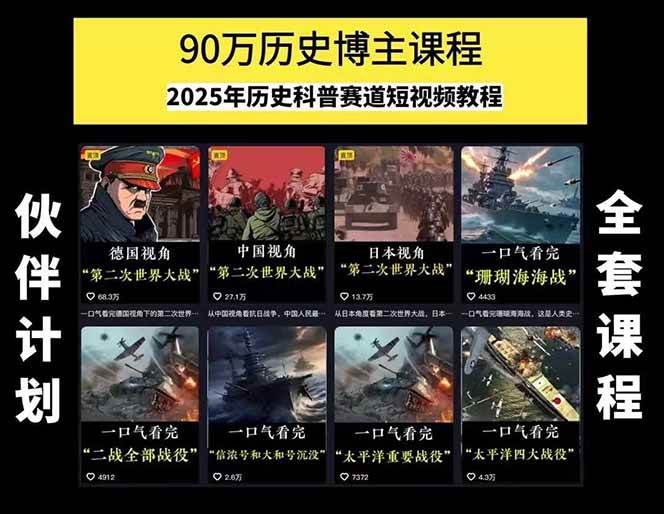 图片[1]-短视频历史赛道实战教程，手机电脑双端剪辑教程和账号运营指南与变现技巧-小言网创资源站