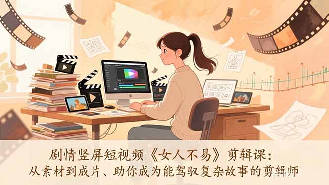 剧情竖屏短视频《女人不易》剪辑课：从素材到成片、助你成为能驾驭复杂故事的剪辑师-小言网创资源站