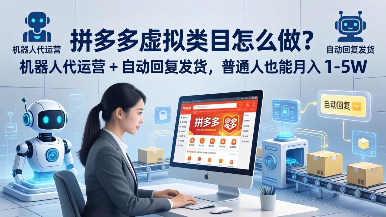拼多多虚拟类目怎么做？机器人代运营 + 自动回复发货，普通人也能月入 1-5W-小言网创资源站