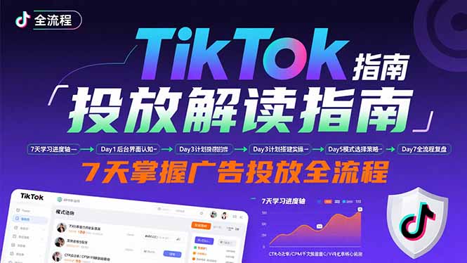 TikTok投放解读指南：后台操作/计划建立/模式选择，7天掌握广告投放全流程-小言网创资源站