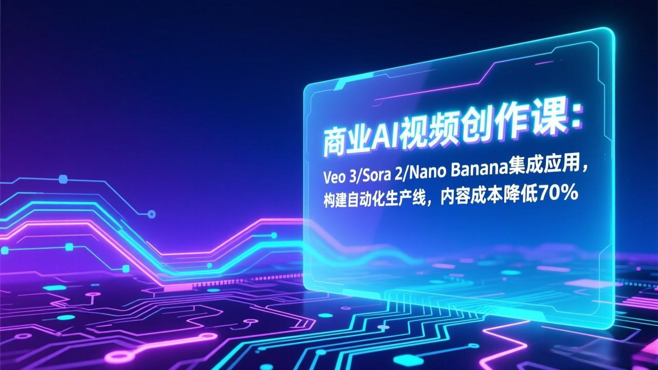 商业AI视频创作课：Veo 3/Sora 2/Nano Banana集成应用，构建自动化生产线，内容成本降低70%-小言网创资源站