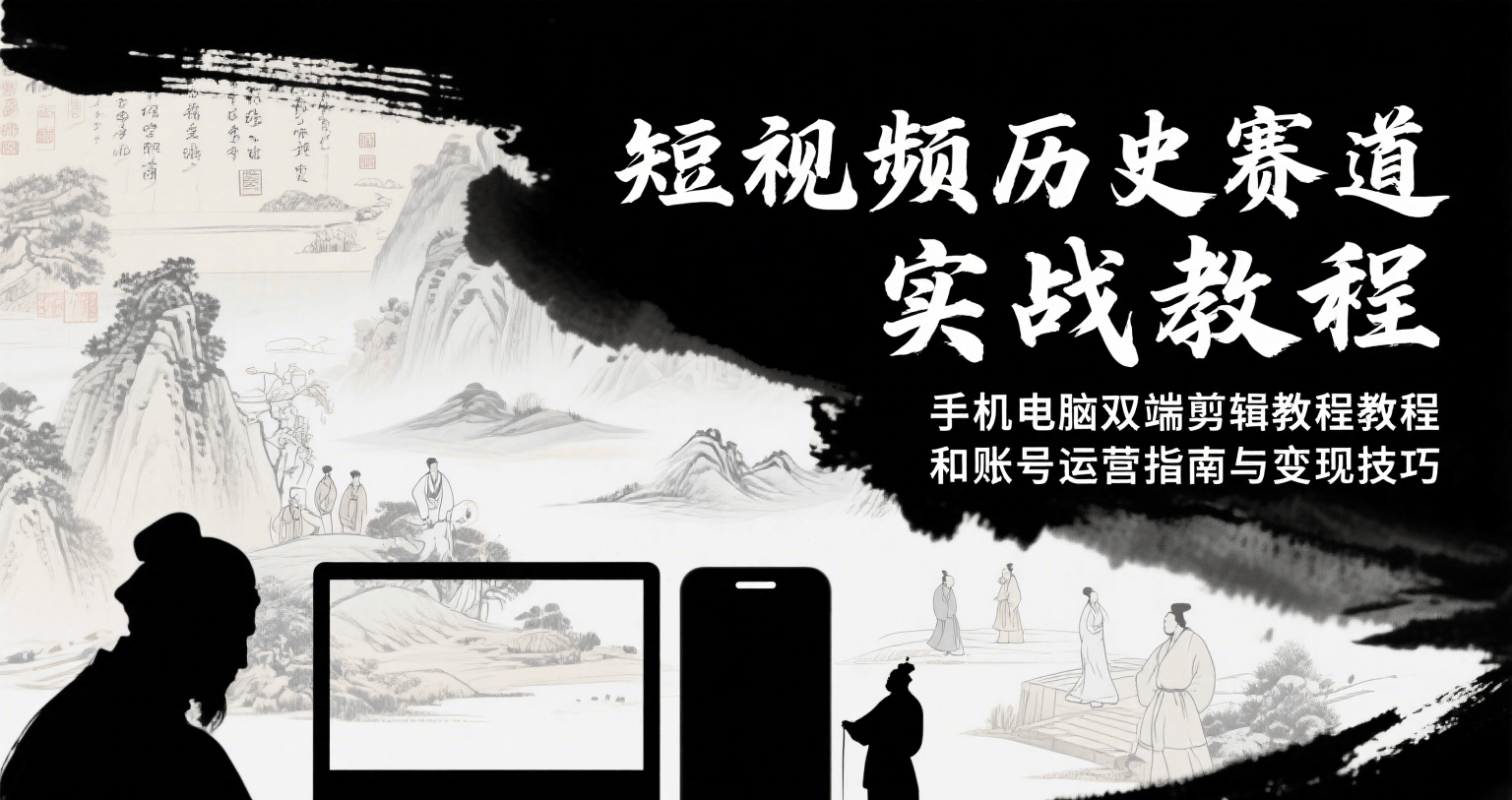 短视频历史赛道实战教程，手机电脑双端剪辑教程和账号运营指南与变现技巧-小言网创资源站