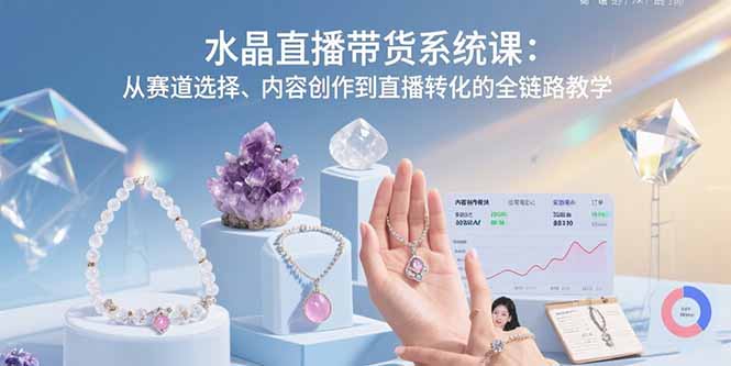 水晶直播带货系统课：从赛道选择、内容创作到直播转化的全链路教学-小言网创资源站
