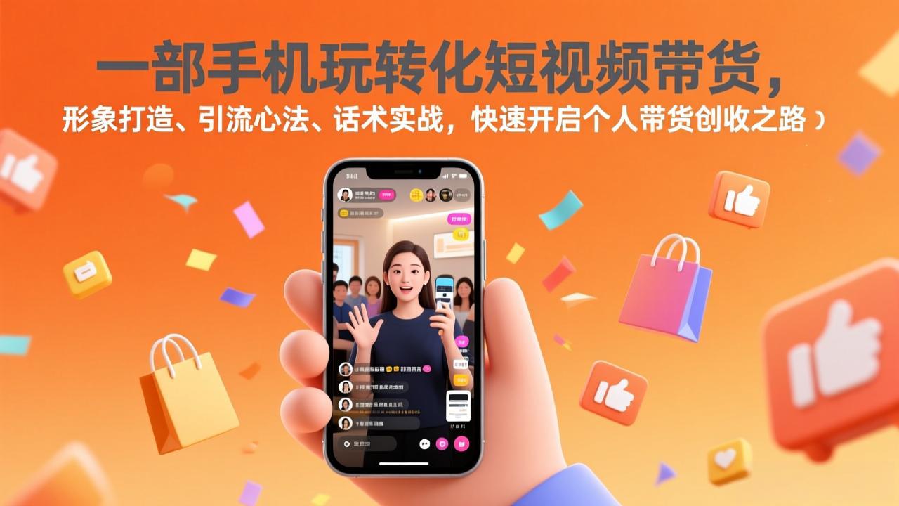 一部手机玩转化短视频带货，形象打造、引流心法、话术实战，快速开启个人带货创收之路-小言网创资源站