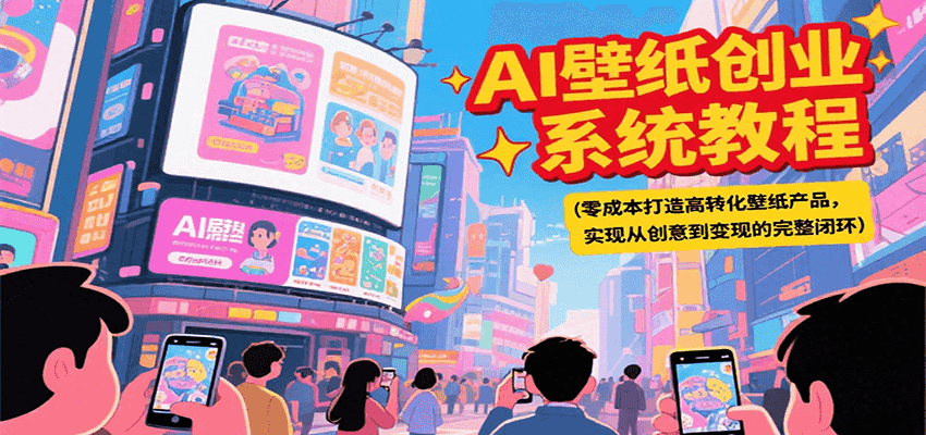 AI壁纸创业系统教程，零成本打造高转化壁纸产品，实现从创意到变现的完整闭环-小言网创资源站