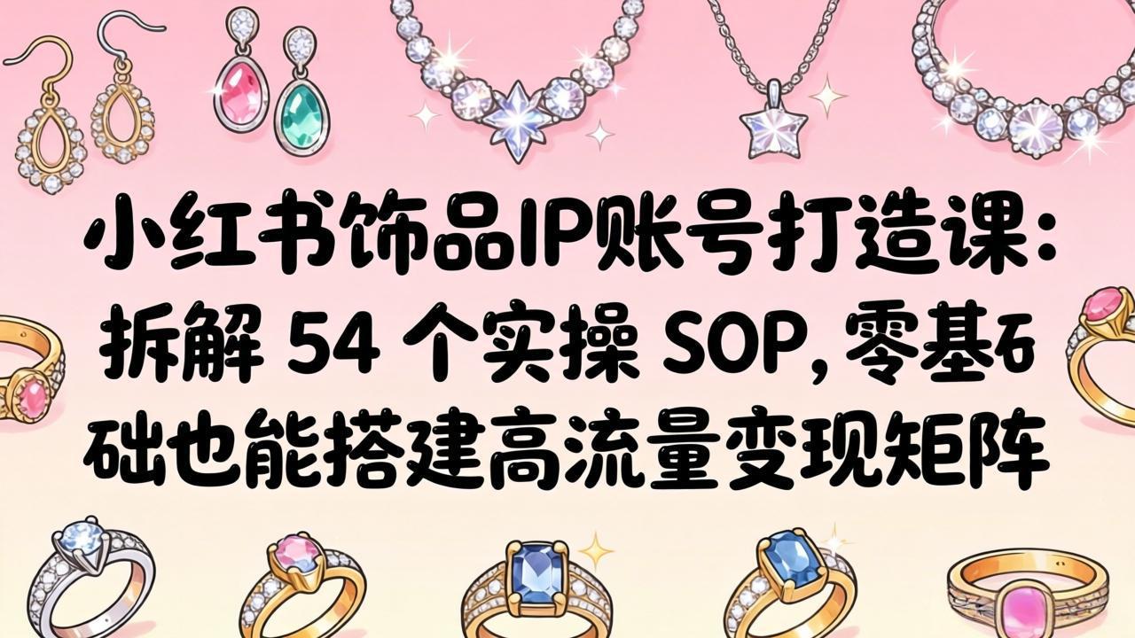 小红书饰品IP账号打造课：拆解 54 个实操 SOP，零基础也能搭建高流量变现矩阵-小言网创资源站