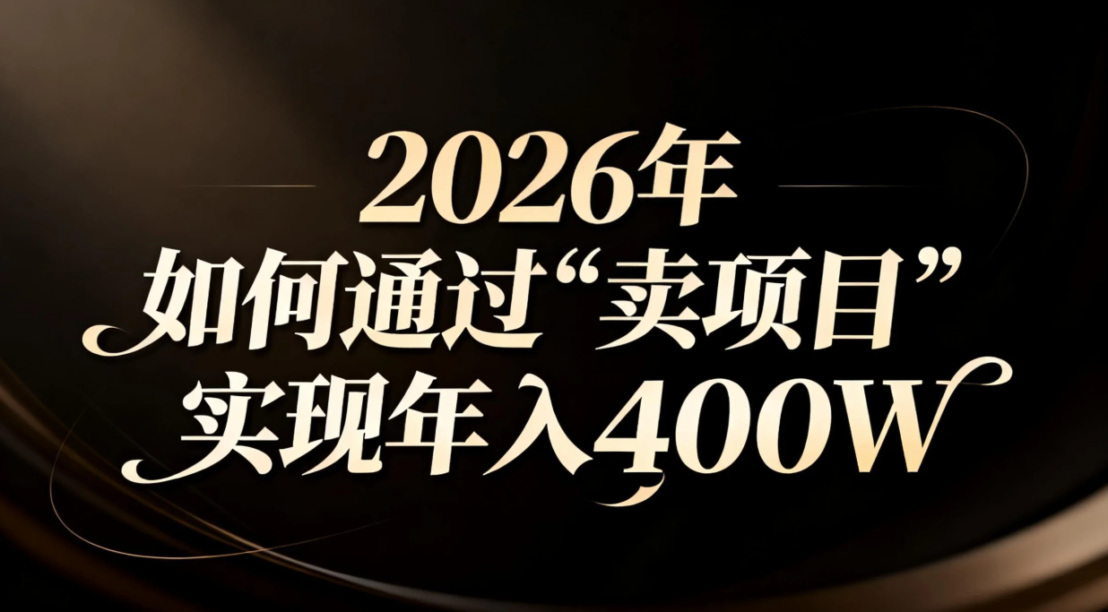 2026年如何通过“卖项目”实现年入百万-小言网创资源站