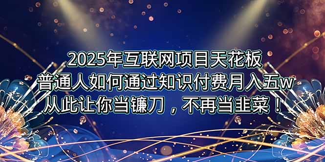 2025年互联网项目天花板，普通人如何通过卖项目实现逆风翻盘，月入5W＋！-小言网创资源站