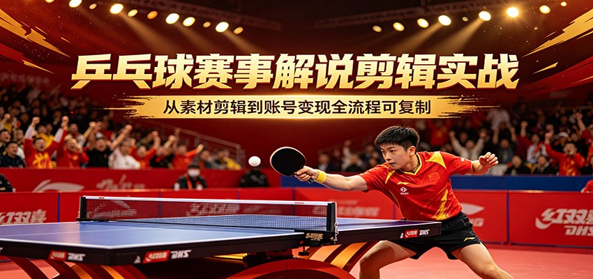乒乓球赛事解说剪辑实战，从素材剪辑到账号变现全流程可复制-小言网创资源站