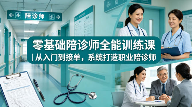零基础陪诊师全能训练课｜从入门到接单，系统打造职业陪诊师-小言网创资源站