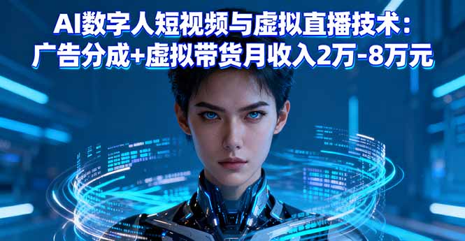 AI数字人短视频与虚拟直播技术：广告分成+虚拟带货月收入2万-8万元-小言网创资源站