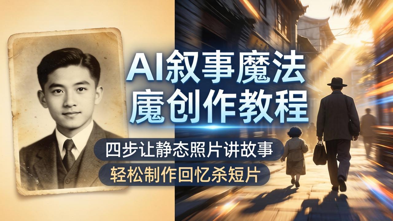 AI叙事魔法创作教程，四步让静态照片讲故事，老照片修复加动态特效，轻松制作回忆杀短片-小言网创资源站