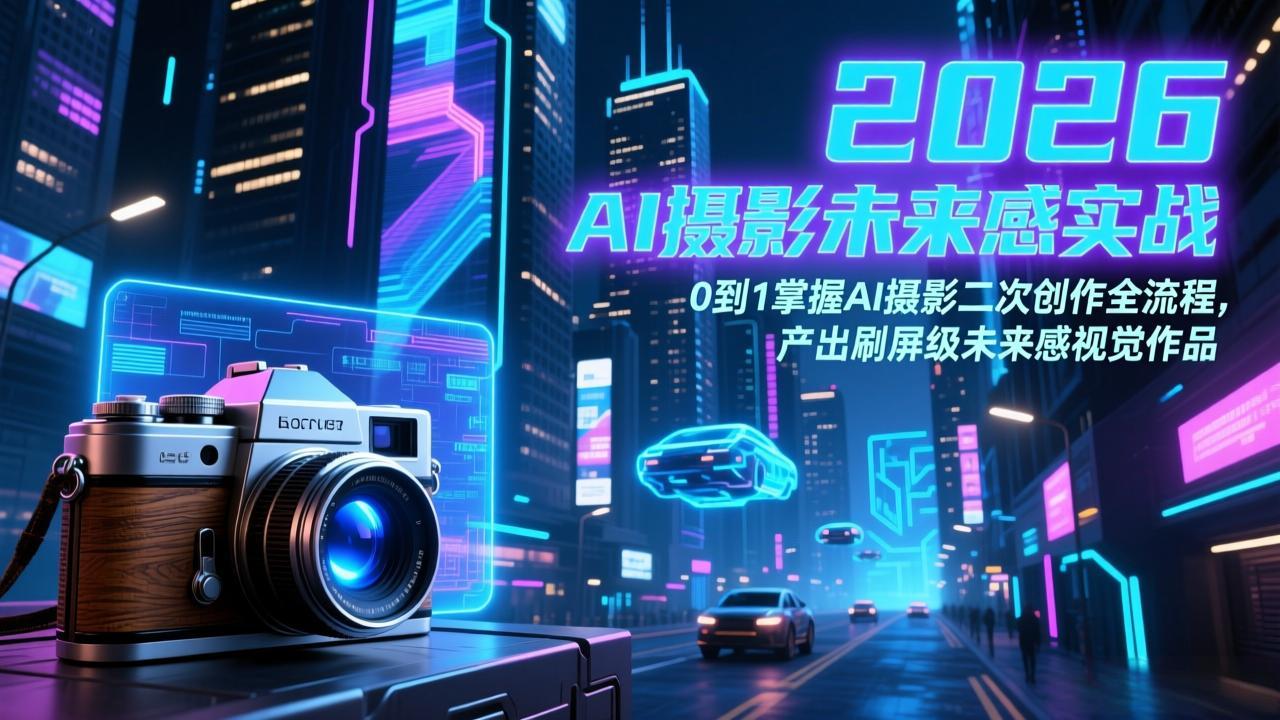 2026 AI摄影未来感实战：0到1掌握AI摄影二次创作全流程，产出刷屏级未来感视觉作品-小言网创资源站