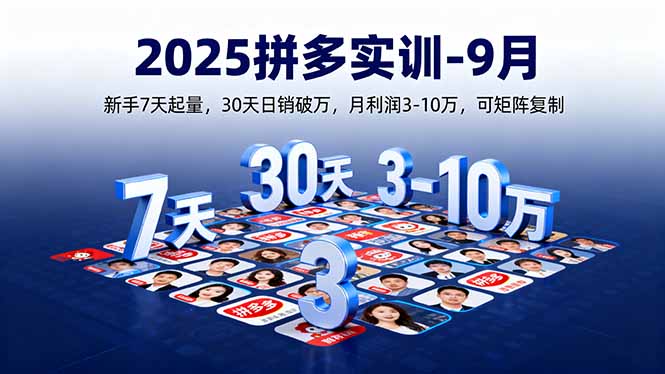2025拼多多实训-9月：新手7天起量,30天日销破万,月利润3-10万,可矩阵复制-小言网创资源站