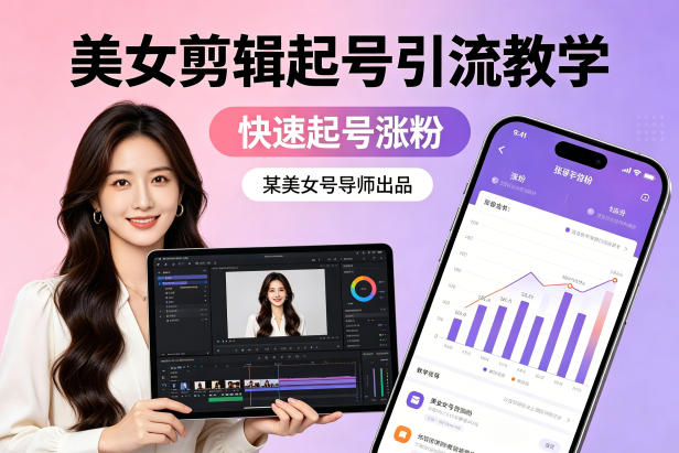 某美女号导师出品：美女剪辑起号引流教学，快速起号涨粉-小言网创资源站