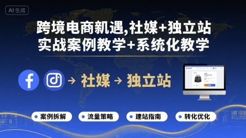 跨境电商新机遇，社媒+独立站，实战案例教学+系统化教学-小言网创资源站