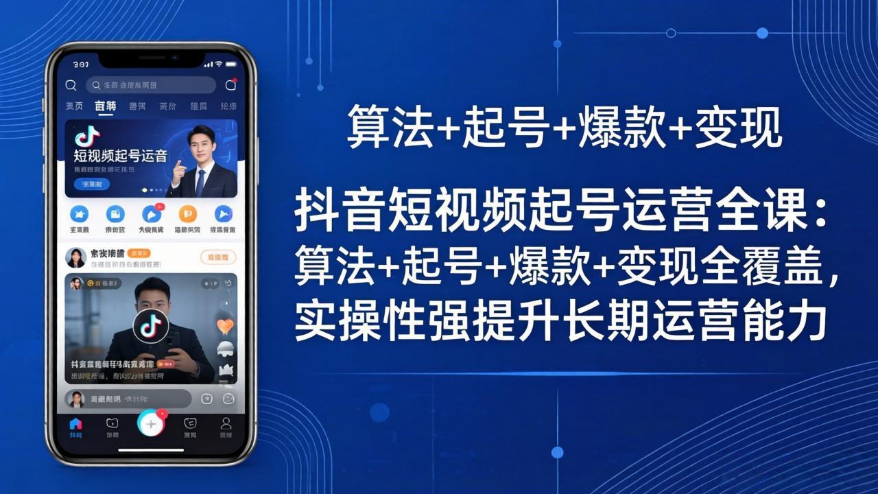 抖音短视频起号运营全课：算法+起号+爆款+变现全覆盖，实操性强提升长期运营能力-小言网创资源站