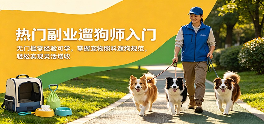 热门副业遛狗师入门，无门槛零经验可学，掌握宠物照料遛狗规范，轻松实现灵活增收-小言网创资源站