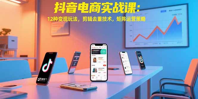 抖音电商实战课：12种变现玩法，剪辑去重技术，矩阵运营策略-小言网创资源站