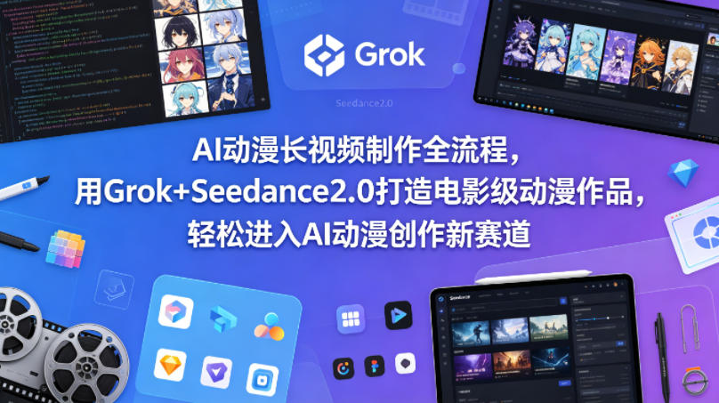 AI动漫长视频制作全流程，用Grok+Seedance2.0打造电影级动漫作品，轻松进入AI动漫创作新赛道-小言网创资源站