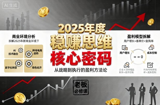 2025年度稳賺思维老板创业营，拆解2025年新商业环境下，企业实现持续盈利的核心密码-小言网创资源站