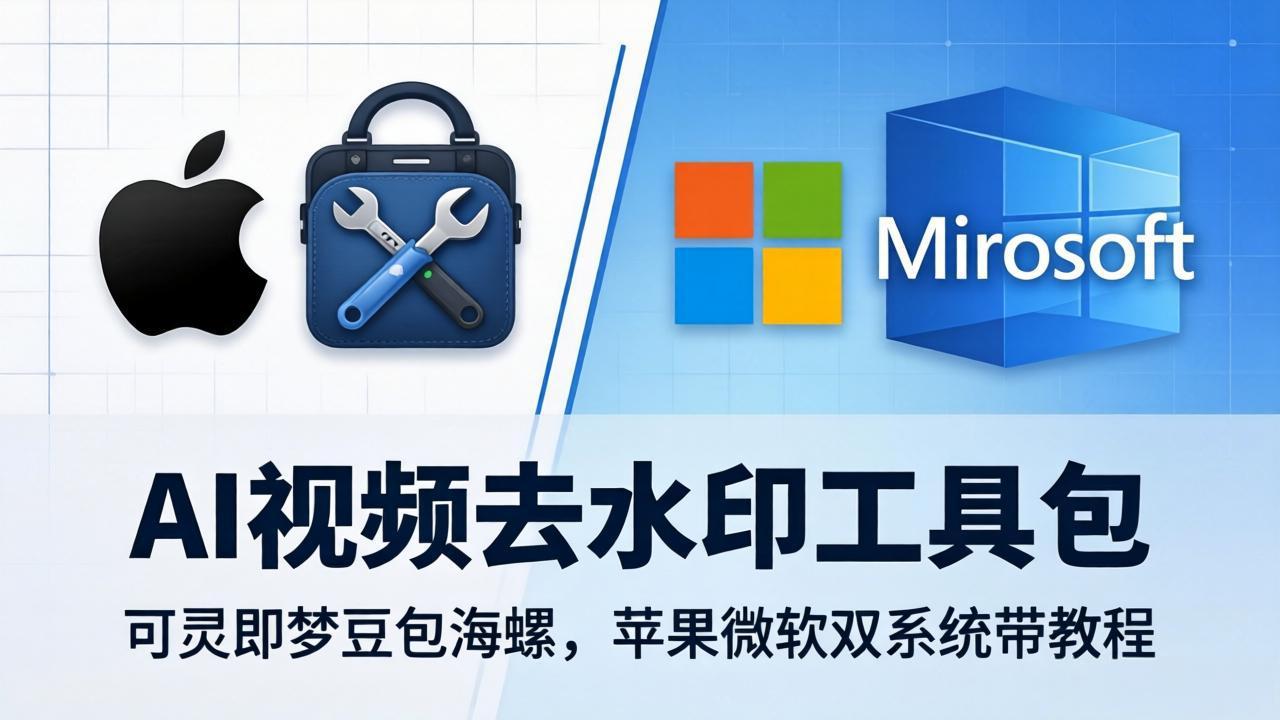 AI视频去水印工具包：可灵即梦豆包海螺，苹果微软双系统带教程-小言网创资源站