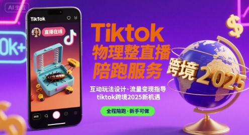 Tiktok物理整蛊直播陪跑服务-tiktok跨境2025-小言网创资源站