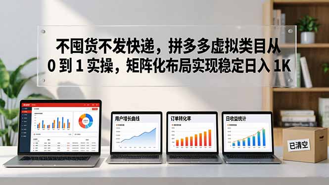 不囤货不发快递，拼多多虚拟类目从 0 到 1 实操，矩阵化布局实现稳定日入 1K-小言网创资源站