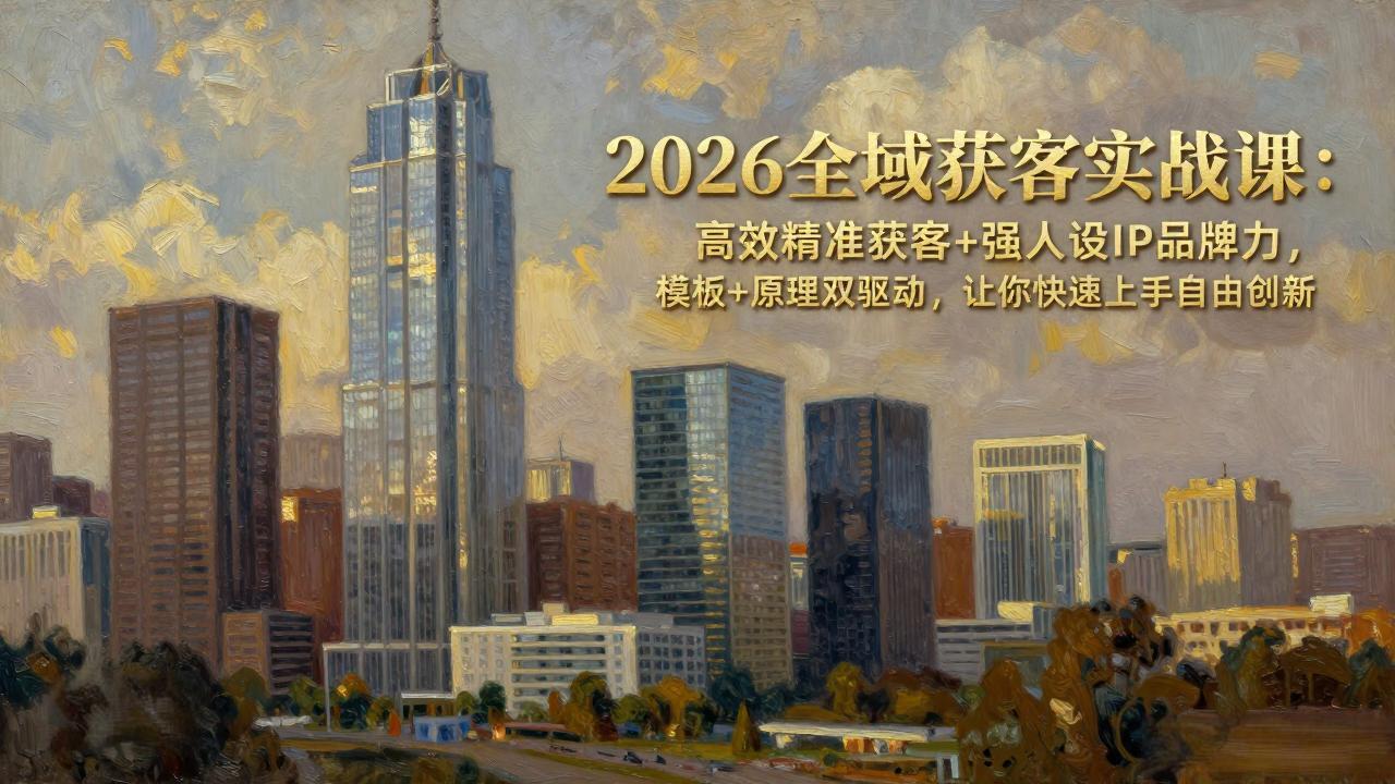 2026全域获客实战课：高效精准获客+强人设IP品牌力，模板+原理双驱动，让你快速上手自由创新-小言网创资源站