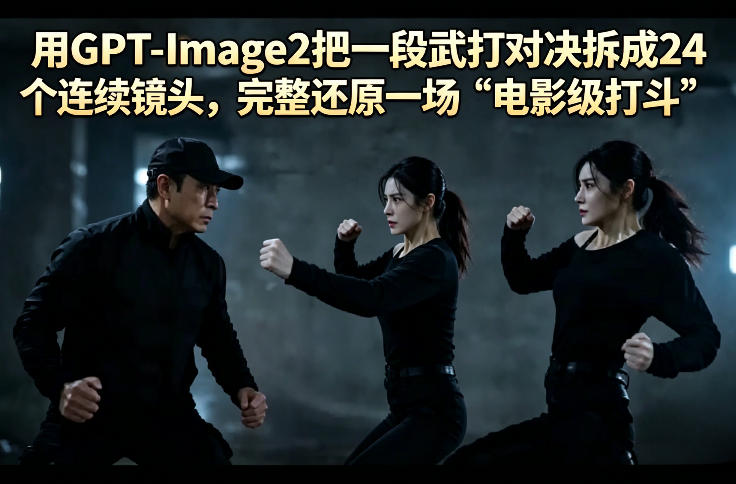 用GPT-Image2把一段武打对决拆成24个连续镜头，完整还原一场“电影级打斗”-小言网创资源站