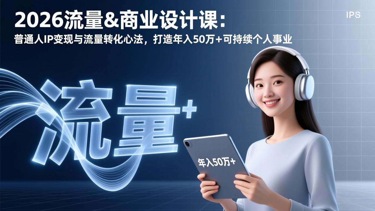 2026流量&商业设计课：普通人IP变现与流量转化心法，打造年入50万+可持续个人事业-小言网创资源站