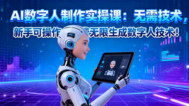 AI数字人制作实操课：无需技术，新手可操作，免费无限生成数字人技术！-小言网创资源站