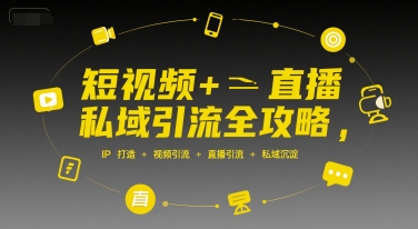 短视频+直播私域引流全攻略，IP打造 +视频引流 +直播引流 +私域沉淀-小言网创资源站